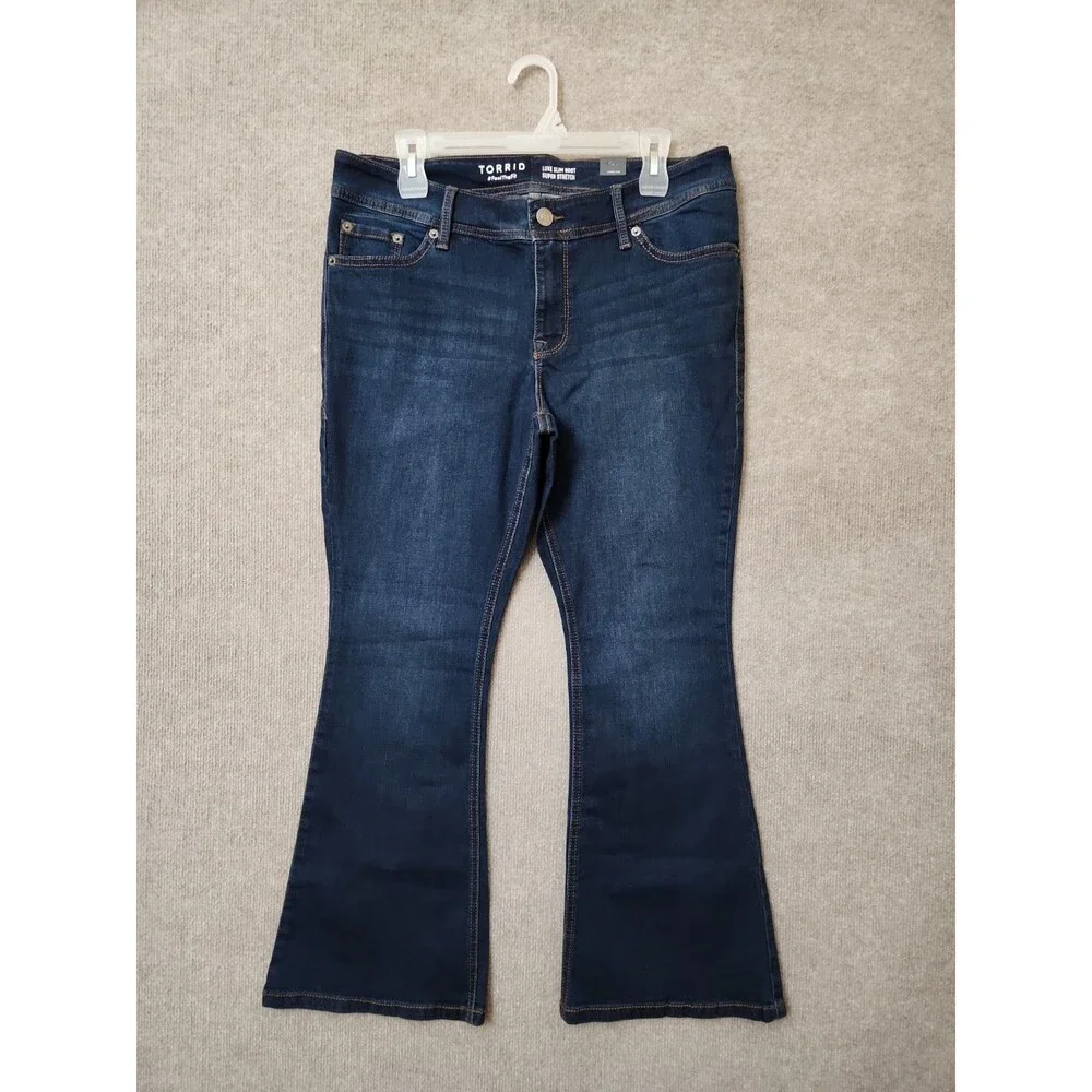 Torrid Luxe Slim Boot Cut Jeans Womens 12 Short Blue Dark Wash Super Stretch NEW